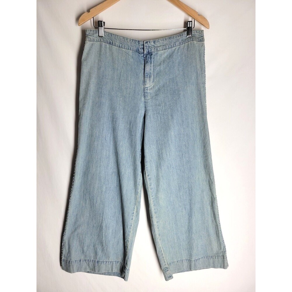 NWT Reba Womens Jeans Size 10 Blue Embroidered High Rise Elastic Waist Pockets
